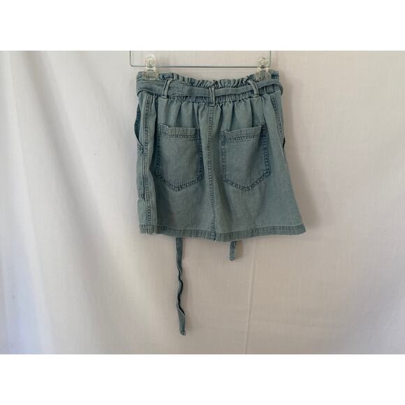 Womens Small Denim Mini Skirt American Eagle Faded w/ pockets pull on GUC - Picture 3 of 7